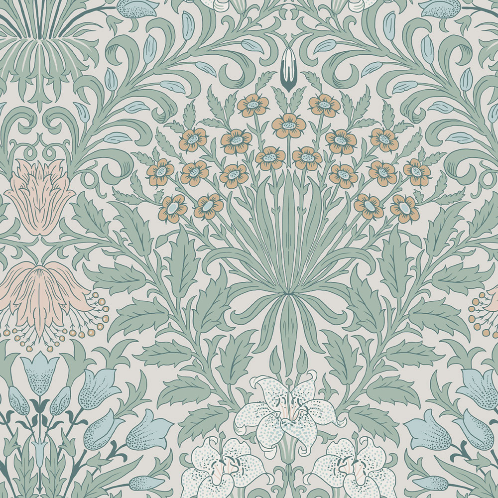 Vliesová tapeta na zeď, zelená, růžová, květiny, listy, 140496, William Morris at Home vol. 2