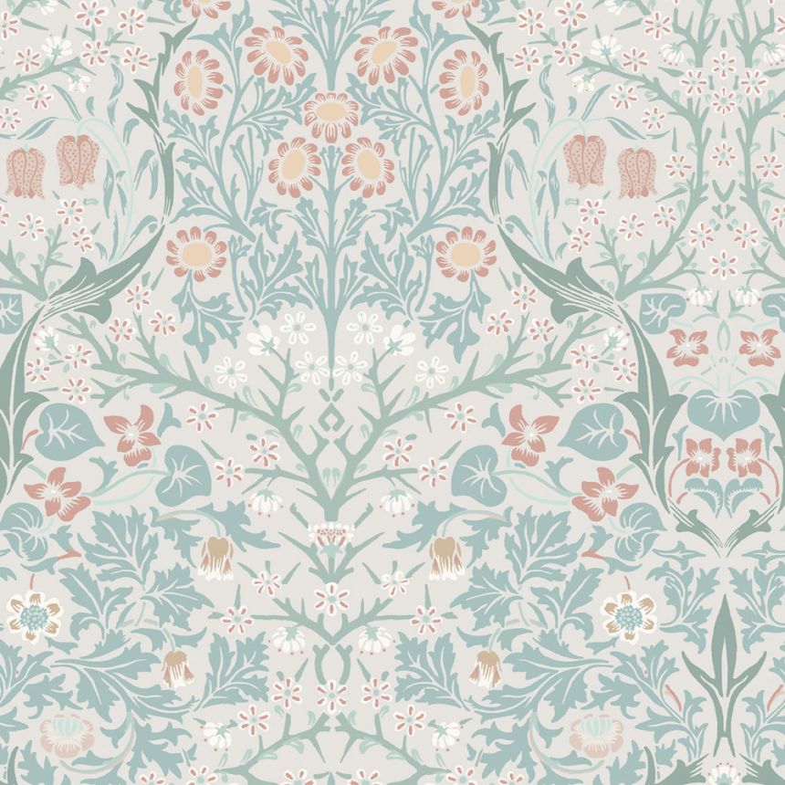 Vliesová tapeta na zeď, šedá, zelená, květiny, listy, 140504, William Morris at Home vol. 2