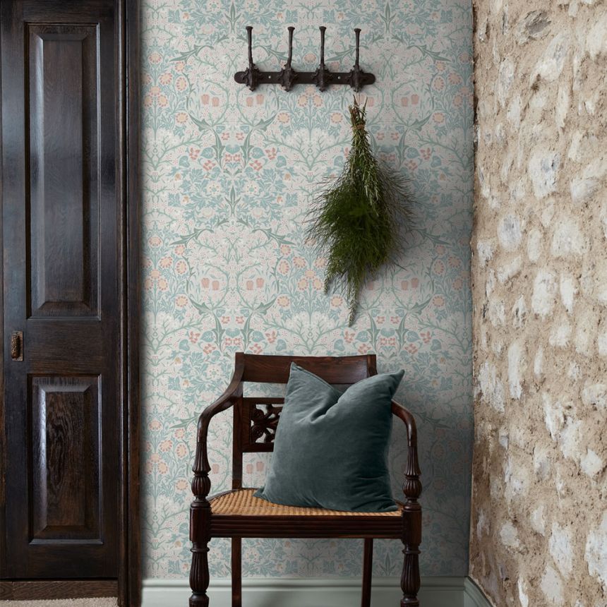 Vliesová tapeta na zeď, šedá, zelená, květiny, listy, 140504, William Morris at Home vol. 2