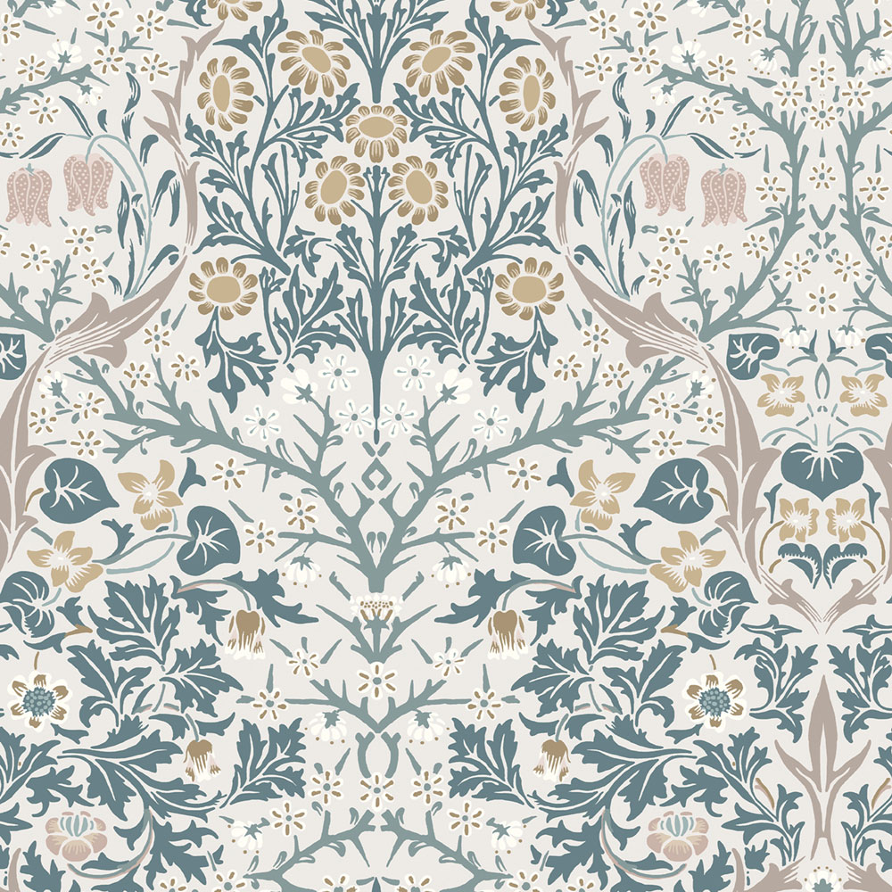 Vliesová tapeta na zeď, béžová, šedá, květiny, listy, 140505, William Morris at Home vol. 2