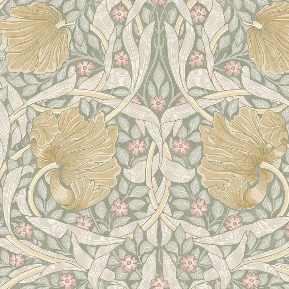 Vliesová tapeta na zeď, zelená, okrová, květiny, 140506, William Morris at Home vol. 2