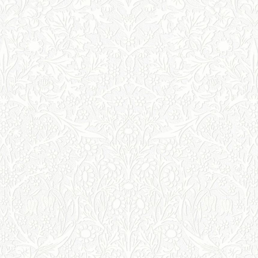 Vliesová tapeta na zeď, bílá, květiny, listy, 142103, William Morris at Home vol. 2