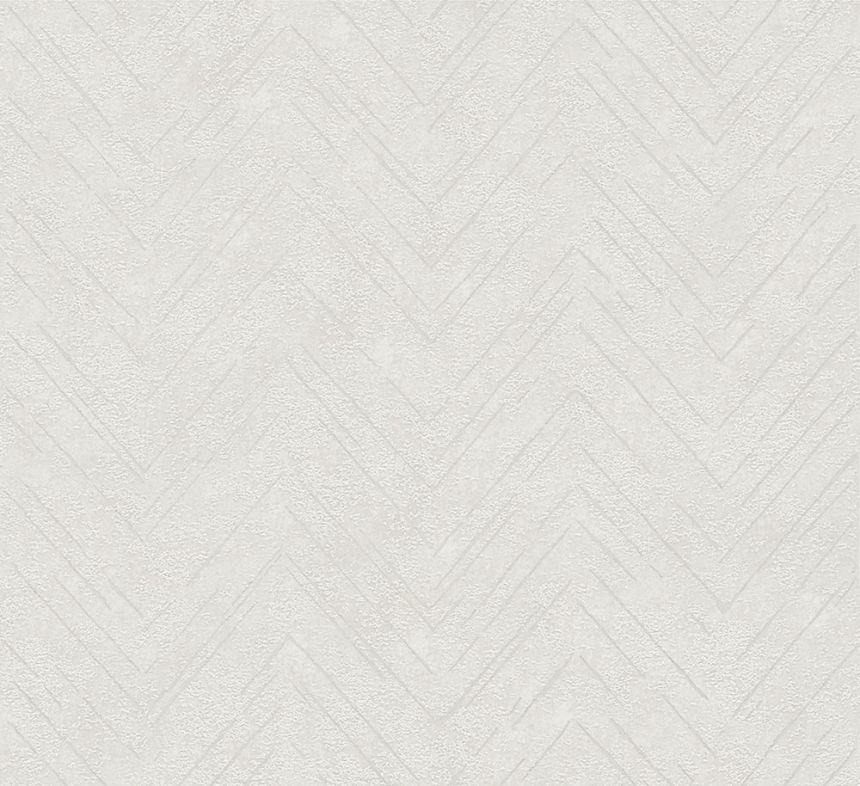 Vliesová tapeta na zeď, bílo-krémová, bílý cik cak vzor, 32035, Grains & Plains, Marburg