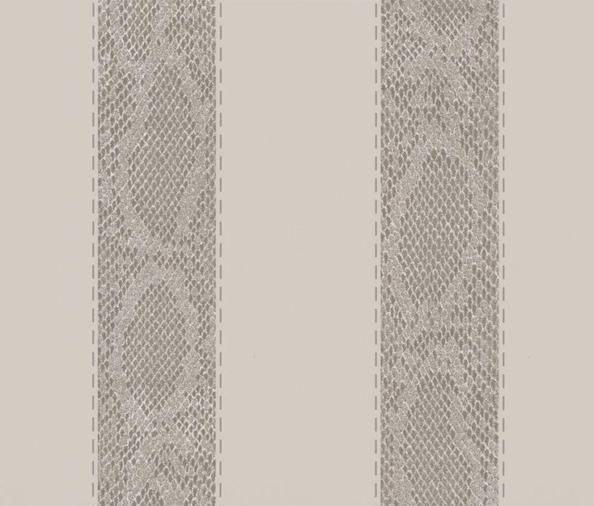 Geometrická vliesová tapeta na zeď, béžová, hnědá, imitace hadí kůže, 52203, Grains & Plains, Marburg