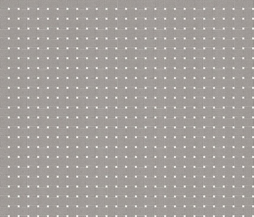 Vliesová tapeta na zeď, šedá, bílá, imitace rohože, 59745, Grains & Plains, Marburg