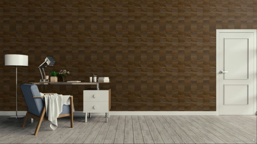 Geometrická vliesová tapeta na zeď, červená, hnědá, pruhy, SY27535, Serenity, Decoprint