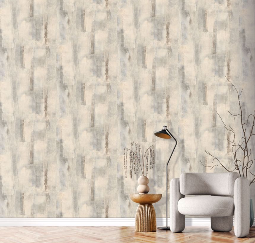 Vliesová tapeta na zeď, bílá, hnědá, vintage, imitace omítky, SY27542, Serenity, Decoprint