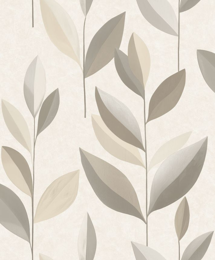 Vliesová tapeta na zeď, béžová, hnědá, listy, SY27551, Serenity, Decoprint