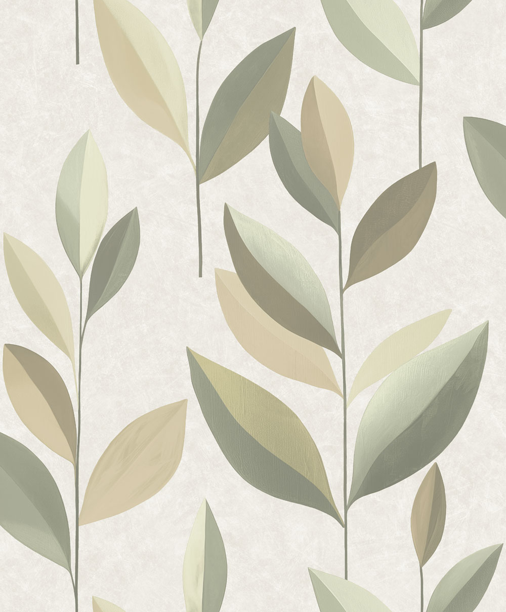 Vliesová tapeta na zeď, hnědá, zelená, listy, SY27552, Serenity, Decoprint