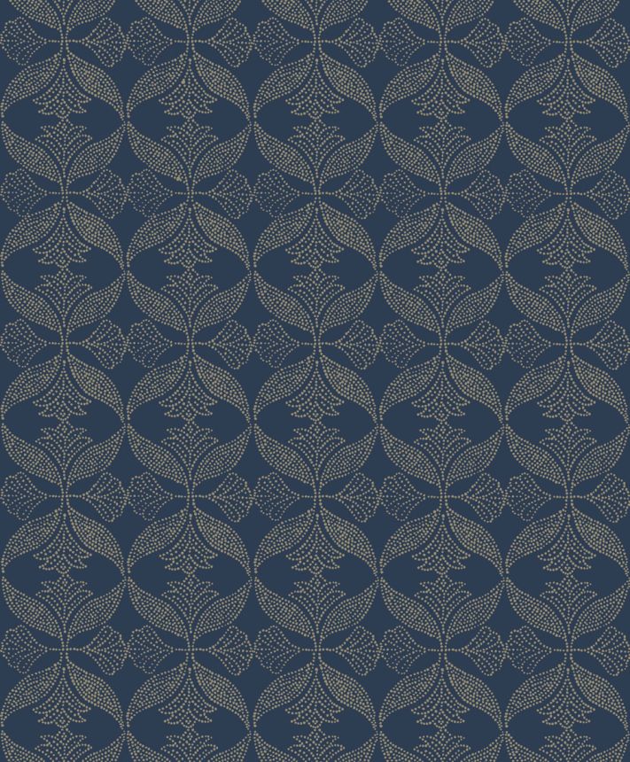 Zámecká vliesová tapeta na zeď, modrá, stříbrná, květiny, AN28232, Antibes, Decoprint