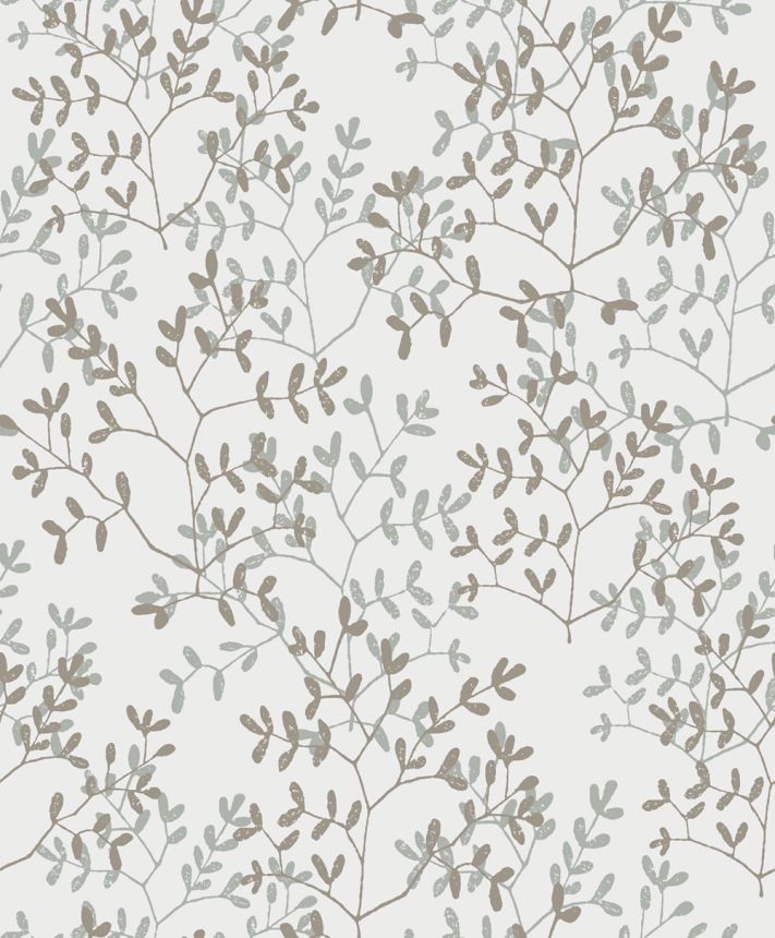 Vliesová tapeta na zeď, hnědá, šedá, větvičky, listy, AN28250, Antibes, Decoprint