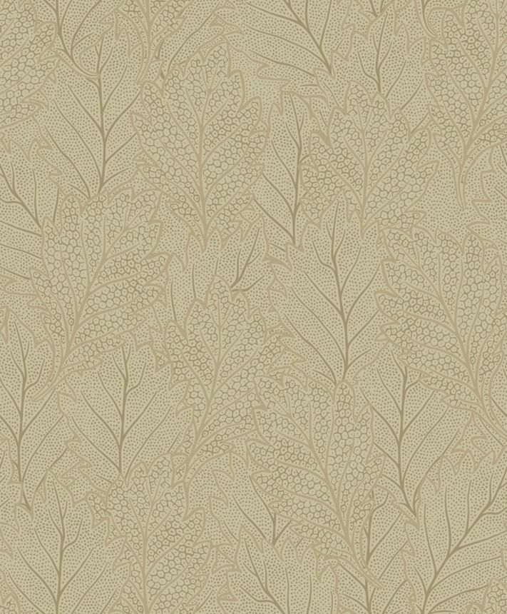 Vliesová tapeta na zeď, okrová, zlatá, listy, puntíky, AN28261, Antibes, Decoprint