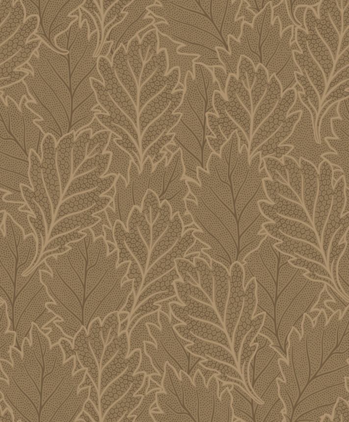 Vliesová tapeta na zeď, hnědá, bronzová, listy, puntíky, AN28262, Antibes, Decoprint