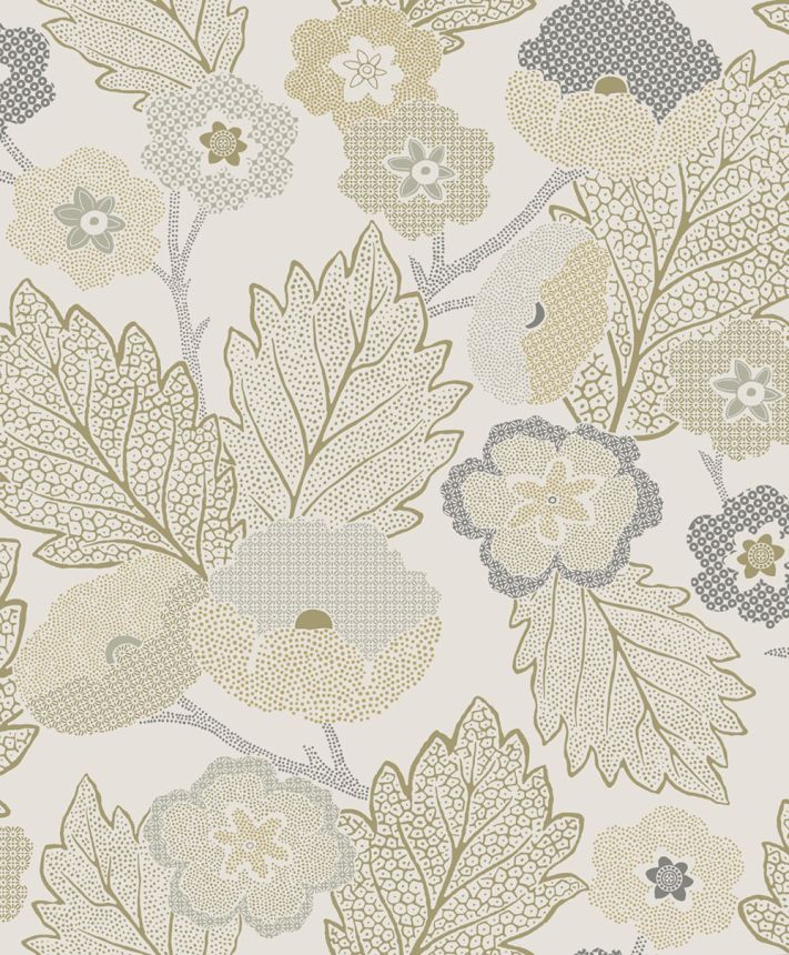 Vliesová tapeta na zeď, krémová, šedá, květy, AN28270, Antibes, Decoprint