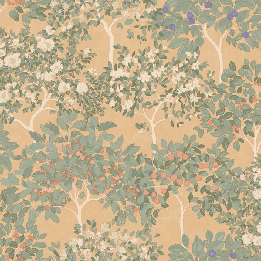 Vliesová tapeta na zeď, oranžová, kvetoucí stromy, M87395D, Flora, Ugépa
