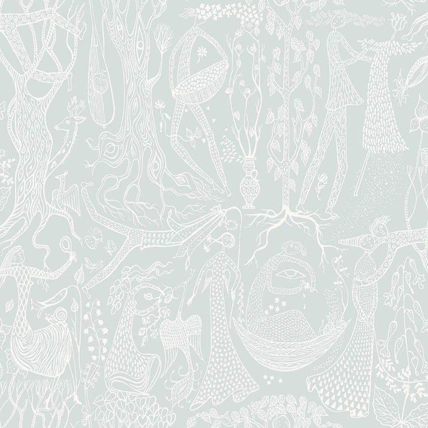 Vliesová tapeta na zeď, šedá, stromy, květiny, 1761, Scandinavian Designers, Borastapeter