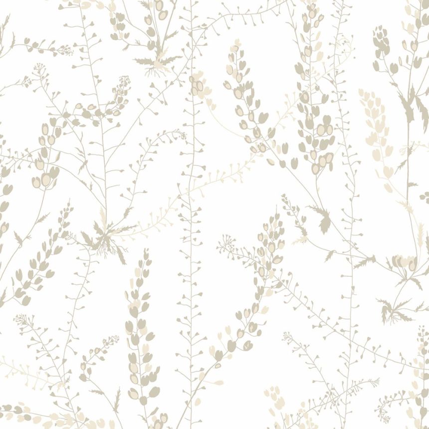 Hnědo-béžová vliesová tapeta na zeď, pnoucí rostliny, 1785, Scandinavian Designers, Borastapeter