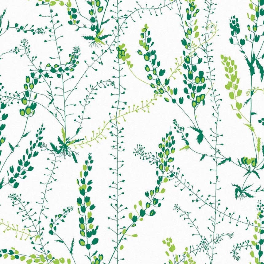 Zelená vliesová tapeta na zeď, pnoucí rostliny, 1787, Scandinavian Designers, Borastapeter