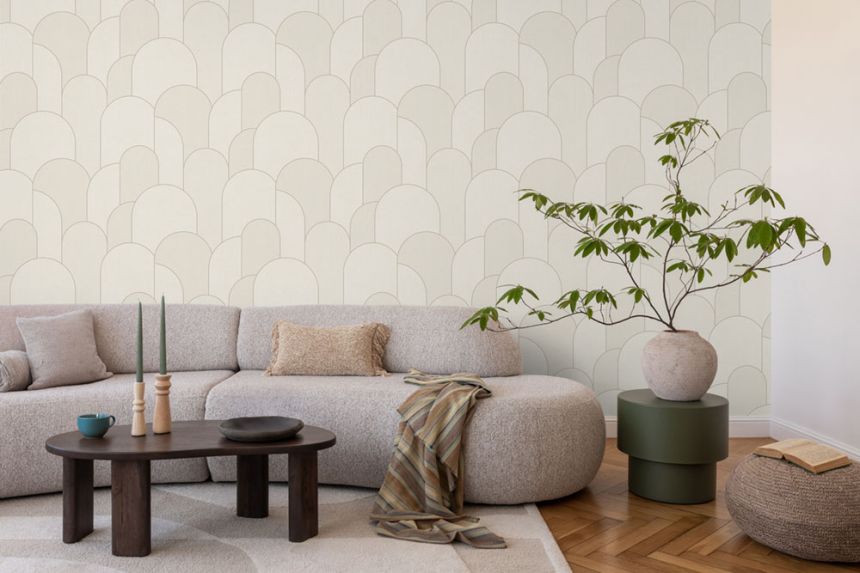 Geometrická vliesová tapeta na zeď, krémová, zlatá, M99707, Concept, Ugépa