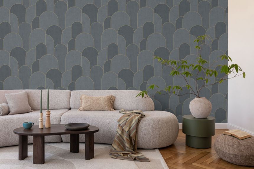 Geometrická vliesová tapeta na zeď, černá, zlatá, M99709, Concept, Ugépa