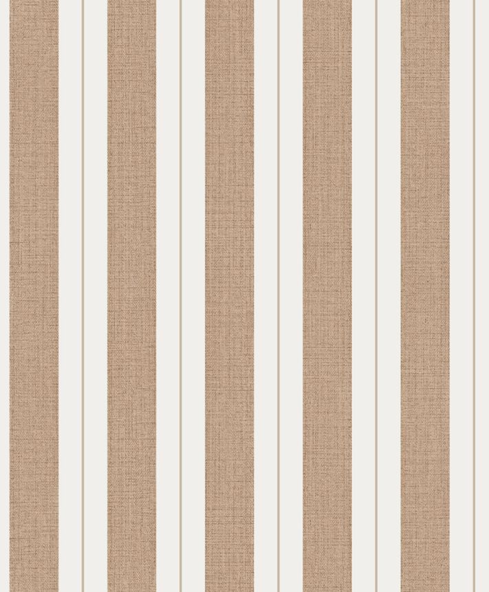 Vliesová tapeta na zeď s pruhy, hnědo-oranžová, krémová, imitace denimové látky, N05608, Concept, Ugépa