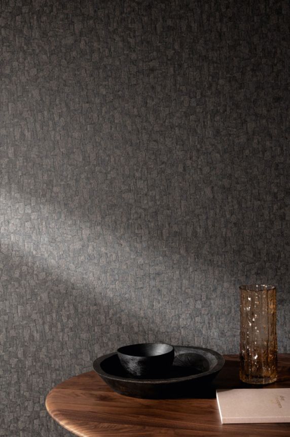 Vliesová tapeta na zeď, šedo-černá, imitace kůry stromů, SF1007, Surfaces, Grandeco