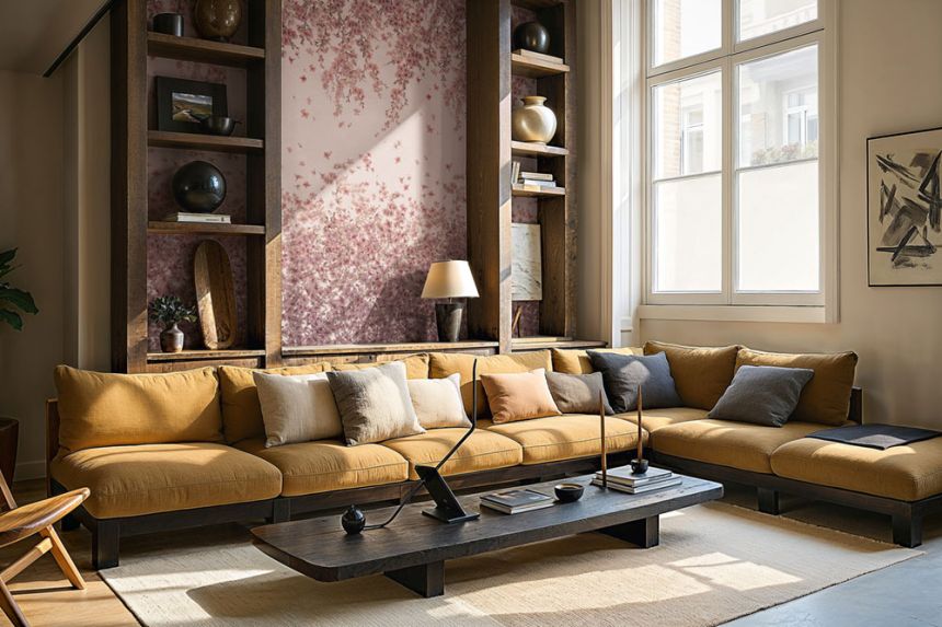 Vliesová obrazová tapeta na zeď, růžová, hnědá, květiny, 30103, The New Bombay Design Edition, Marburg