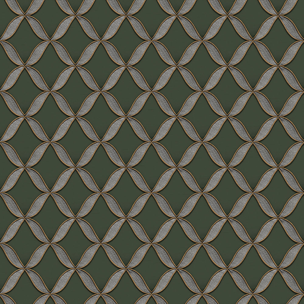 Geometrická vliesová  tapeta na zeď, zelená, imitace látky, FT221228, Best Sellers, Design ID