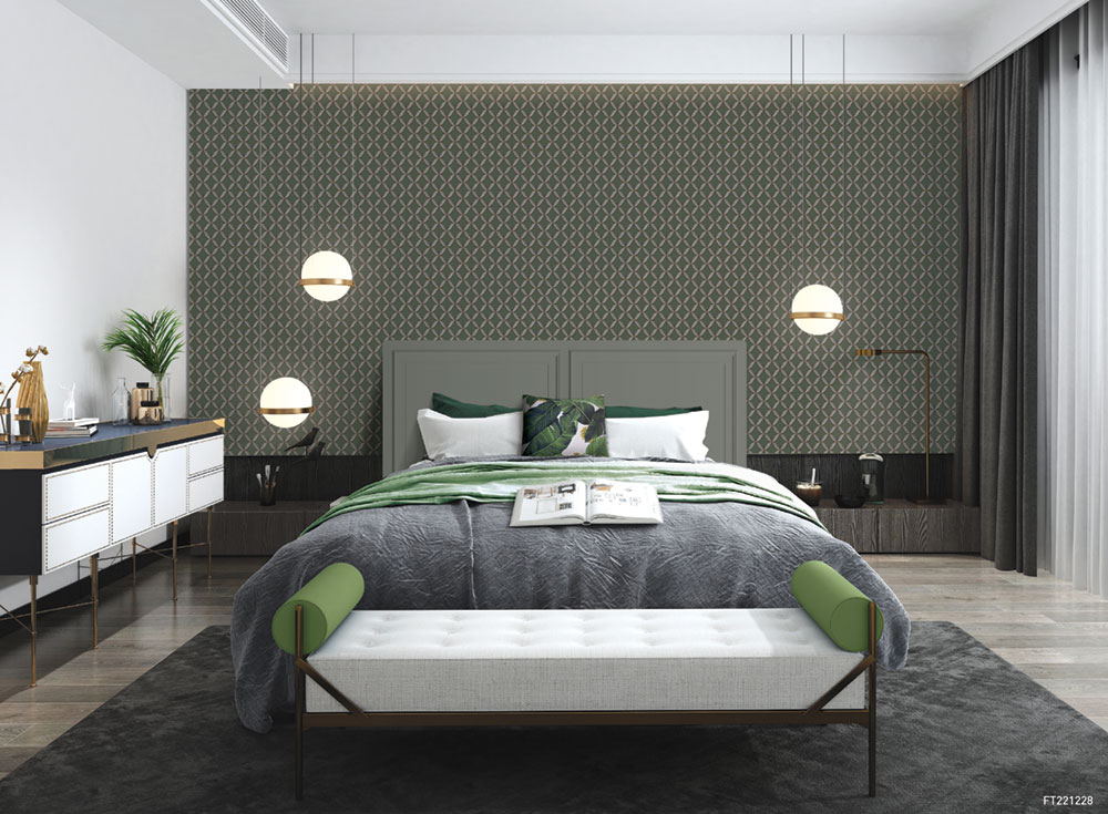 Geometrická vliesová  tapeta na zeď, zelená, imitace látky, FT221228, Best Sellers, Design ID