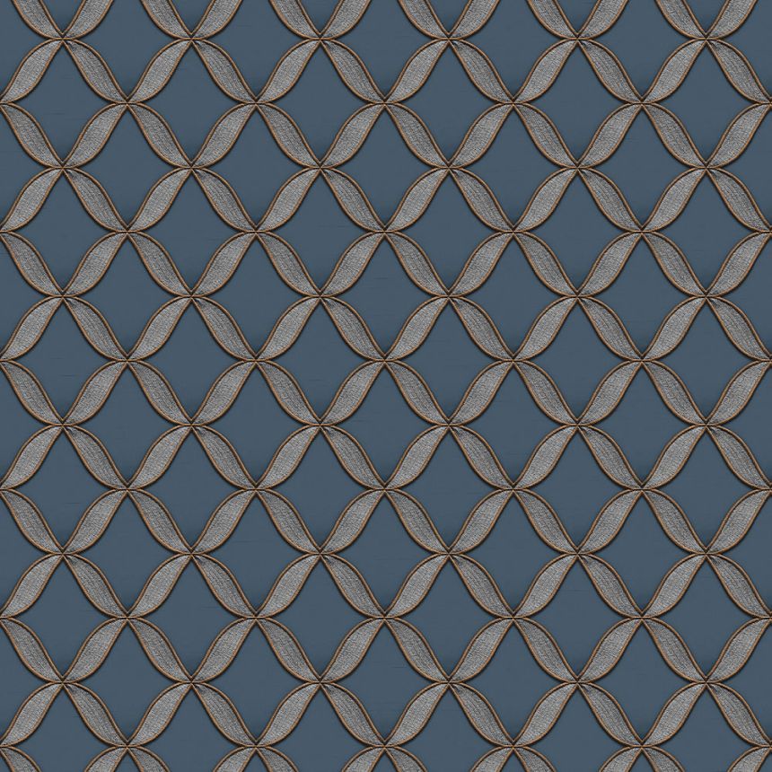 Luxusní modrá vliesová tapeta s látkovou texturou FT221227, Fabric Touch, Design ID