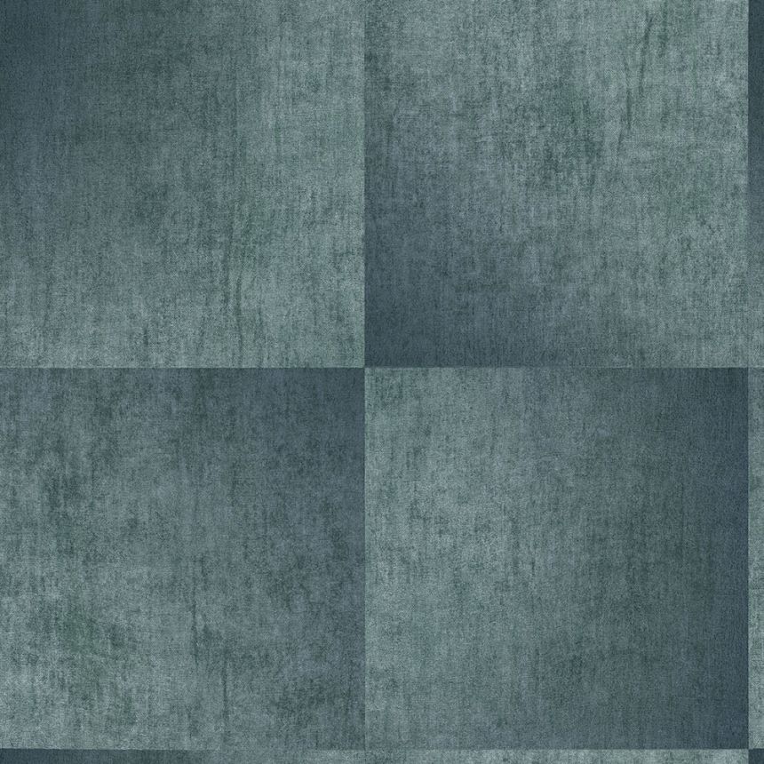 Tyrkysová geometrická vliesová tapeta, látková textura 45253, Feeling, Emiliana