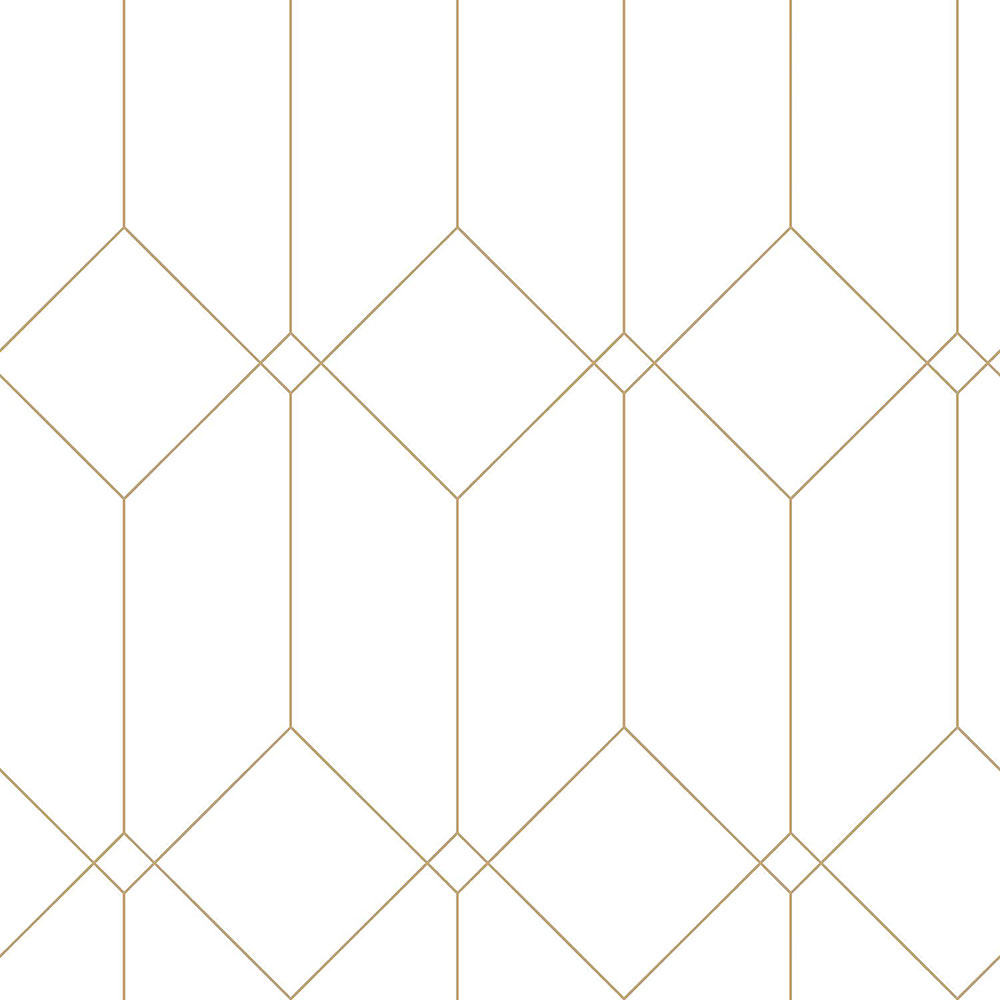 Bílá geometrická vliesová tapeta na zeď, zlaté linie 139223, Art Deco, Esta