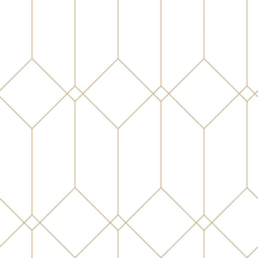 Bílá geometrická vliesová tapeta na zeď, zlaté linie 139223, Art Deco, Esta