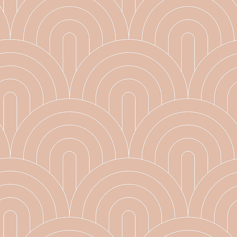 Béžová vliesová tapeta, geometrický obloukový vzor 139218, Art Deco, Esta