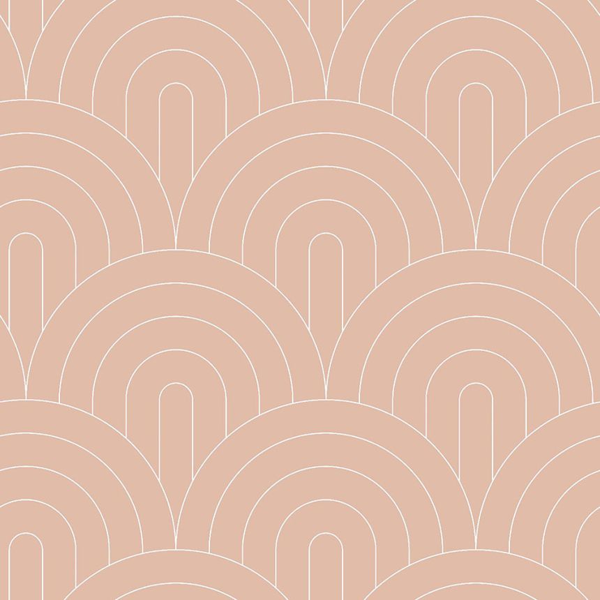 Béžová vliesová tapeta, geometrický obloukový vzor 139218, Art Deco, Esta