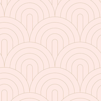Růžová vliesová tapeta, geometrický obloukový vzor 139217, Art Deco, Esta