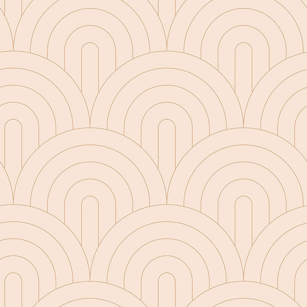 Béžová vliesová tapeta, geometrický obloukový vzor 139216, Art Deco, Esta