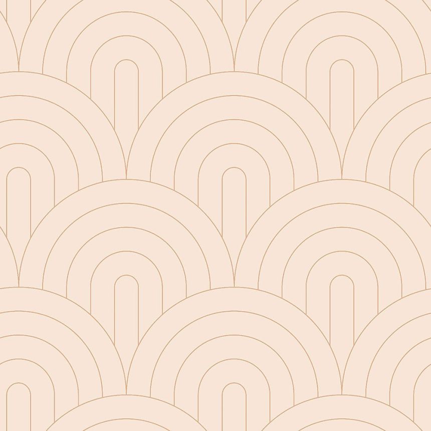 Béžová vliesová tapeta, geometrický obloukový vzor 139216, Art Deco, Esta