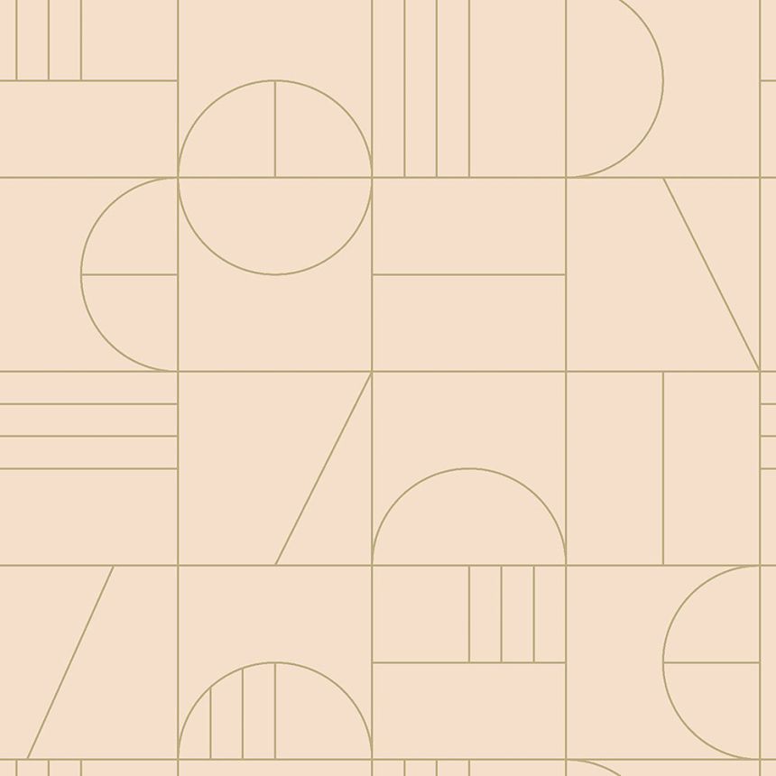 Béžová vliesová tapeta na zeď, geometrický vzor 139206, Art Deco, Est