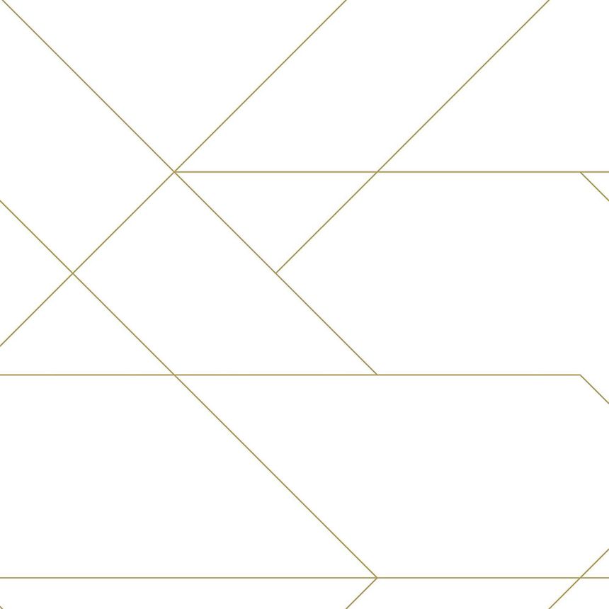 Bílá vliesová tapeta se zlatými liniemi 139143, Art Deco, Esta