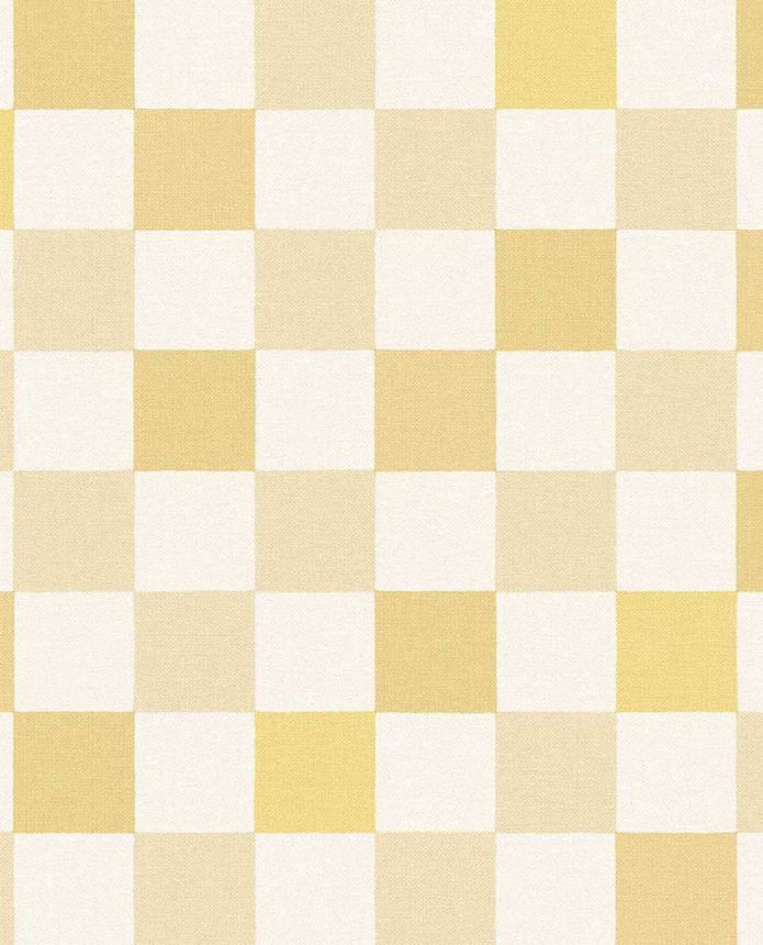 Vliesová tapeta na zeď, žlutá, krémová, imitace kostkované látky, 363146, Tiny Treasures, Eijffinger