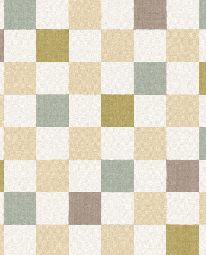 Vliesová tapeta na zeď, zelená, hnědá, imitace kostkované látky, 363147, Tiny Treasures, Eijffinger
