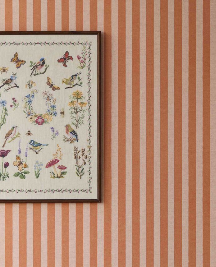 Vliesová tapeta na zeď, oranžová, růžová, imitace pruhované látky, 363158, Tiny Treasures, Eijffinger