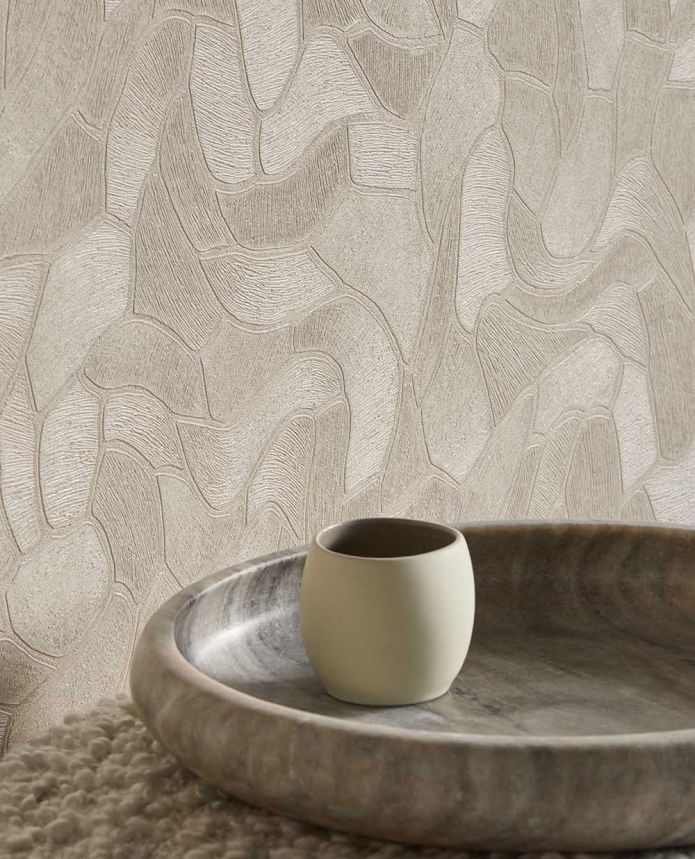 Geometrická vliesová tapeta na zeď, písková, kámen, 363211, Calm Crafted, Eijffinger