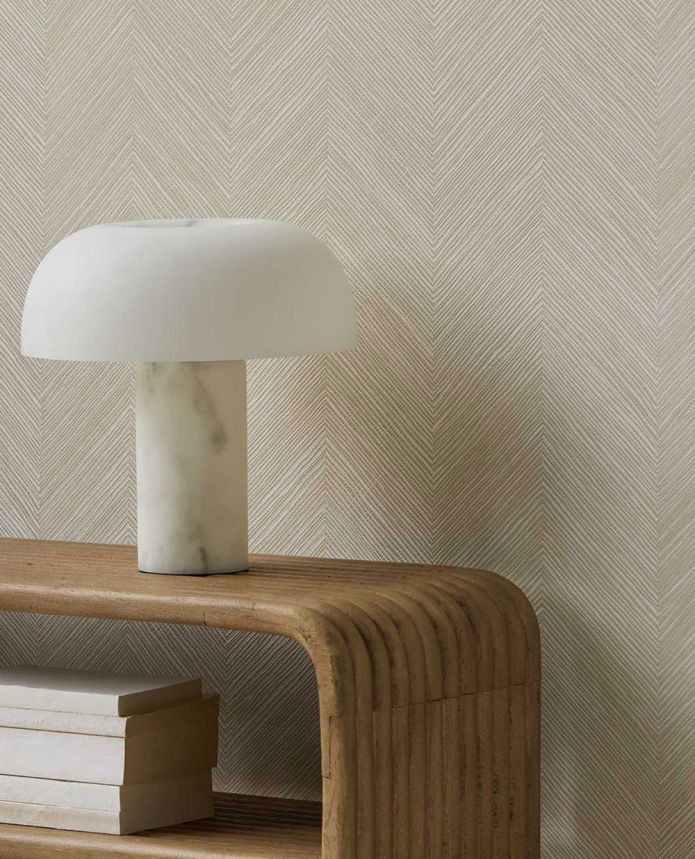 Geometrická vliesová tapeta na zeď, krémovo-žlutá, imitace rohože, 363233, Calm Crafted, Eijffinger