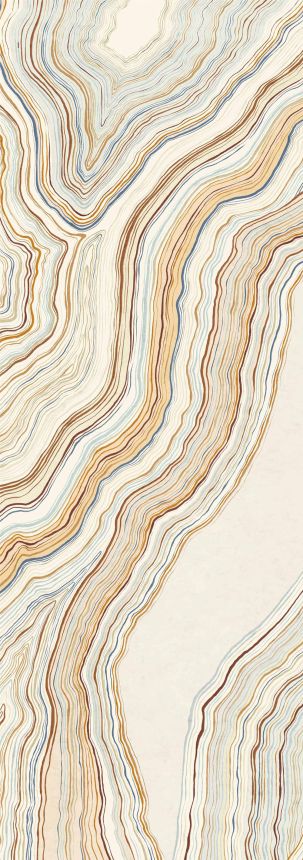 Abstraktní vliesová obrazová tapeta na zeď, hnědá, modrá, Pruhy, DGERO1011-260, Erosion, Masureel