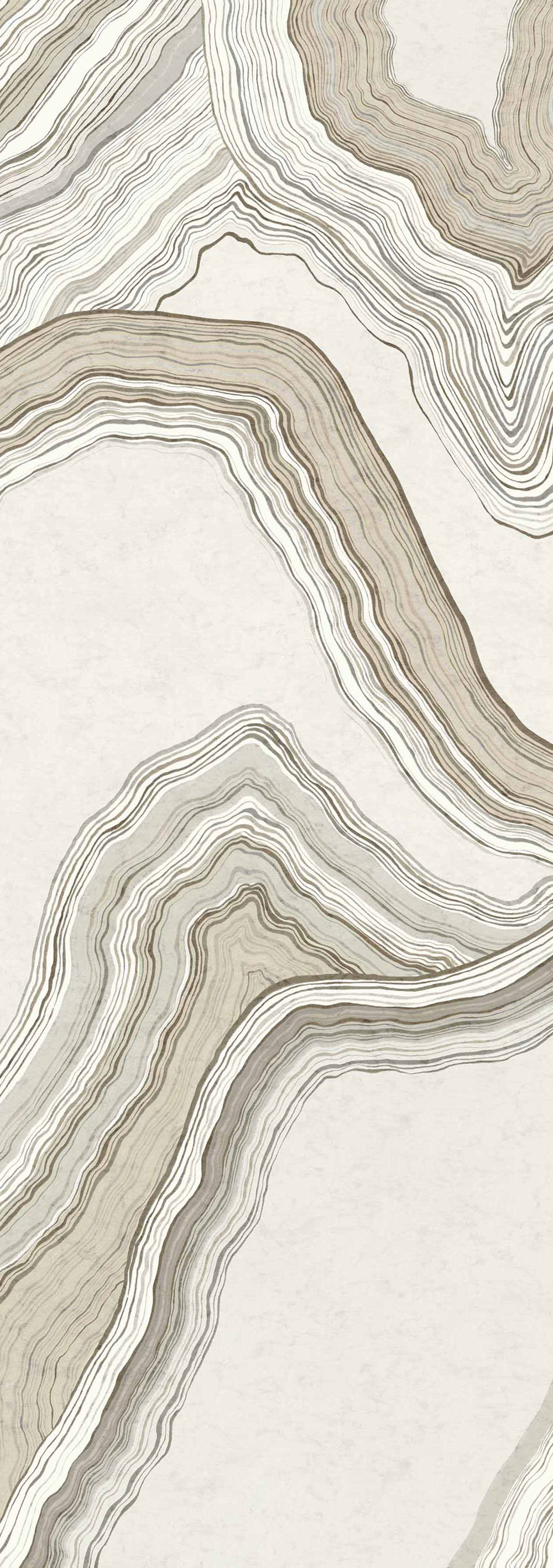 Abstraktní vliesová obrazová tapeta na zeď, šedá, hnědá, Pruhy, DGERO1022-300, Erosion, Masureel