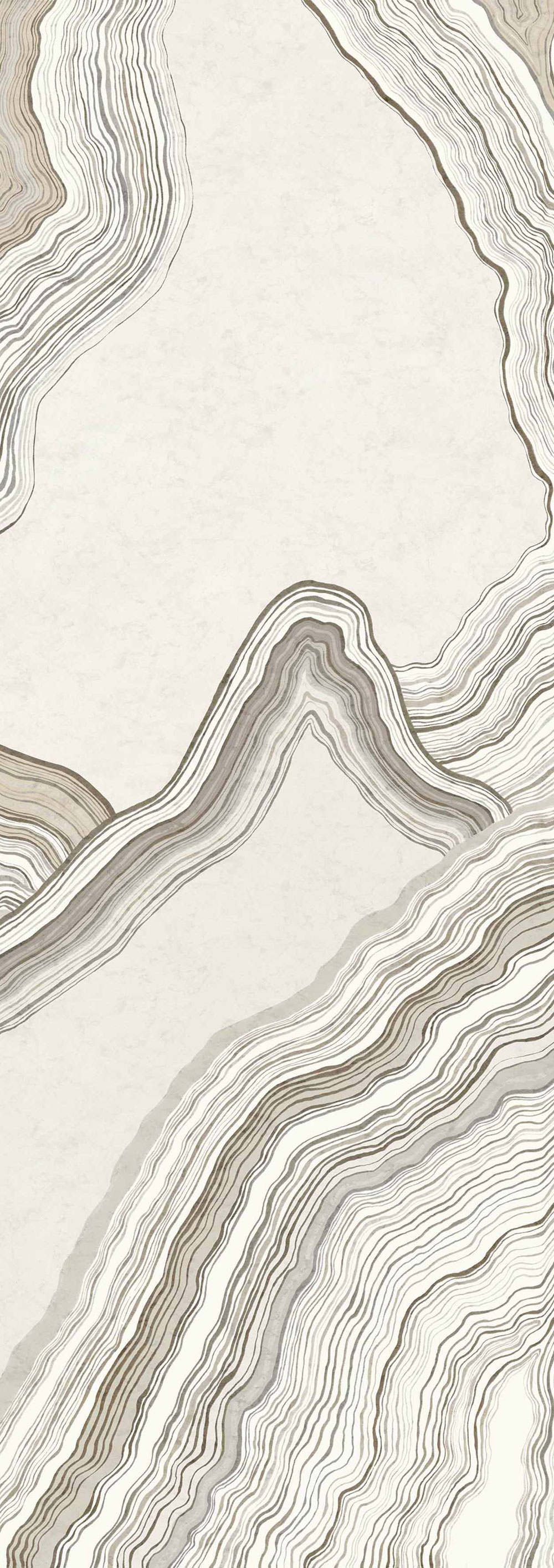 Abstraktní vliesová obrazová tapeta na zeď, šedá, hnědá, Pruhy, DGERO1023-300, Erosion, Masureel