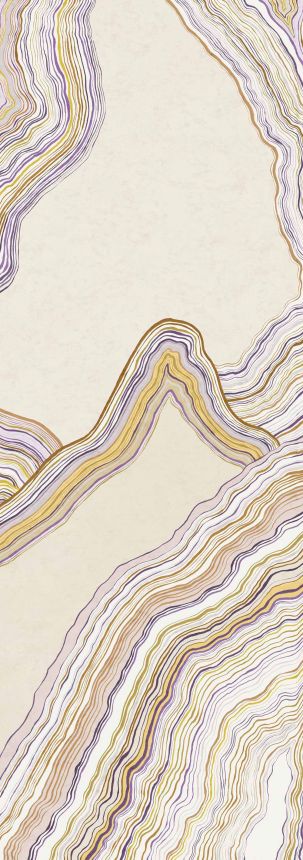 Abstraktní vliesová obrazová tapeta na zeď, fialová, žlutá, Pruhy, DGERO1033-300, Erosion, Masureel