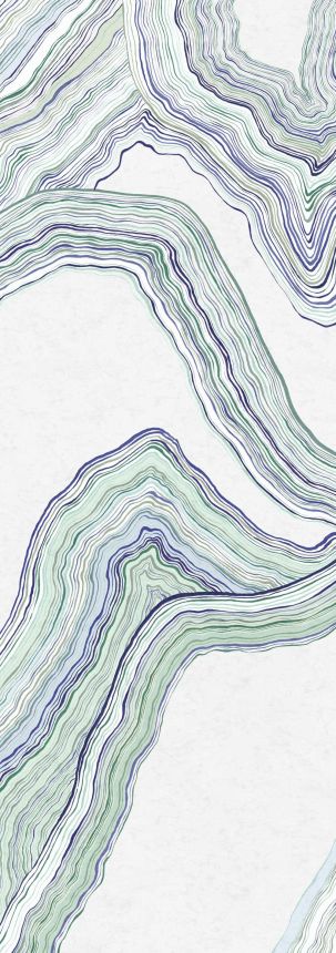 Abstraktní vliesová obrazová tapeta na zeď, zelená, modrá, Pruhy, DGERO1042-260, Erosion, Masureel